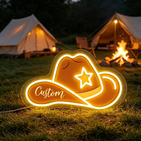 Lampe néon personnalisée en forme de chapeau de cowboy, enseigne néon LED de cowboy western, cadeau unique pour la décoration murale de la maison, du pub ou de la salle.