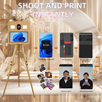 Photomaton rétro en bois avec écran tactile de 15,6 pouces, coque de photomaton portable, trépied pour selfie, machine de photomaton DSLR