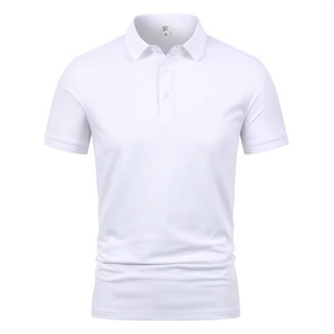 Polo promotionnel à manches courtes blanc respirant en polyester pour l'été, personnalisable avec logo et lettrage - Product Image 2