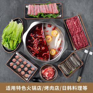 จานบาร์บีคิวเมลามีนสไตล์ญี่ปุ่น รูปทรงสี่เหลี่ยมผืนผ้า สำหรับร้านอาหาร วัสดุ A5 ทนทาน ใช้ในเชิงพาณิชย์ - Product Image 2