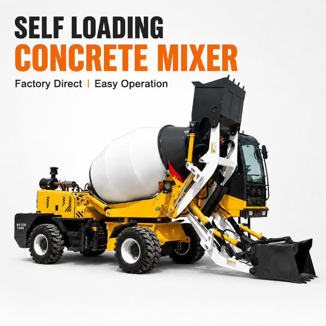 Self Loading Concrete Mixer Truck with Loading Bucket Mobile Concrete Mixing Machine 0.5-6.5m3