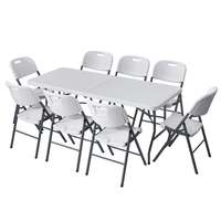 Table rectangulaire pliable en plastique blanc de 4 pieds, portable, durable et minimaliste, pour le jardin et les événements