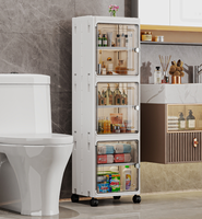 COIZY Rangement de salle de bain moderne, écologique, pliable, imperméable, en plastique PP à 3 couches, réglable, grande capacité, gain de place pour espaces étroits