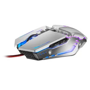 Silver metal style Weighted mouse movement feel computer gamers led color backlight gaming mouse