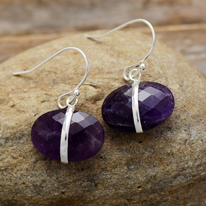 Boucles d'oreilles pendantes en labradorite, monture en argent tibétain, forme goutte d'eau, bijoux fantaisie, cadeau - Product Image 3