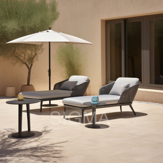 Hotel garden Outdoor furniture Aluminum Frame hand-woven rope sunbed For Swimming Pool sun loungers