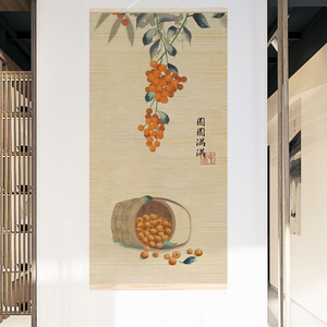 Factory Price <strong>Chinese</strong> Art Fruit Pattern Printed Decorative <strong>Bamboo</strong> Wall Hanging <strong>Paintings</strong> - Product Image 6
