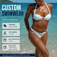 Nouveau maillot de bain bikini pour femme, personnalisable, élégant, imprimé aux couleurs vives, style dos nu et plissé