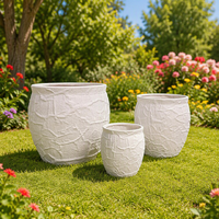 Lot de 4 pots de fleurs vintage en fibre de verre à motif craquelé, surface mate rustique, pour décoration intérieure et extérieure