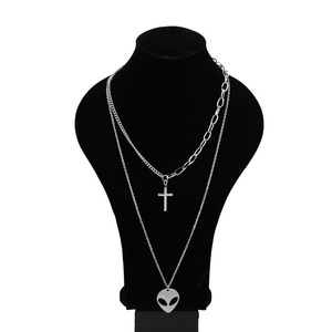 Collier pendentif croix empilable en acier titane style rétro simple, plaqué argent, unisexe, bijoux de mode hip-hop - Product Image 6