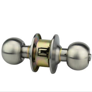 Poignée de <span class=keywords><strong>porte</strong></span> sécurisée, serrure de <span class=keywords><strong>porte</strong></span> d'entrée, fonctionnement à clé, acier inoxydable, bouton de 65 mm/75 mm, finition brossée, installation facile - Product Image 1