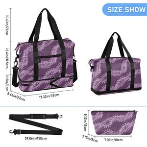 Sac de voyage pliable Aloha, sac de week-end, design hawaïen violet Puakenikeni Lei, sac de voyage personnalisé avec poche pour trolley - Product Image 6