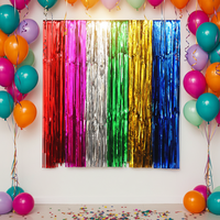 Rideau à franges en aluminium 1x2m pour décoration murale de fête, mariage, anniversaire, maison - Écologique - Vente en gros