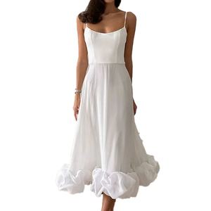 Robe Midi Plissée Halter Superposée Élégante et Sexy pour Femme, Personnalisable en Gros, de Haute Qualité - Product Image 2