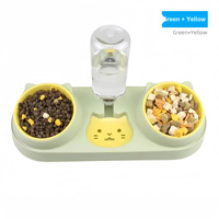 Ensemble de 3 bols pour chat, distributeur d'eau automatique, mangeoire pour animaux de compagnie, bol à nourriture amovible, forme de chat mignonne, double bol à nourriture