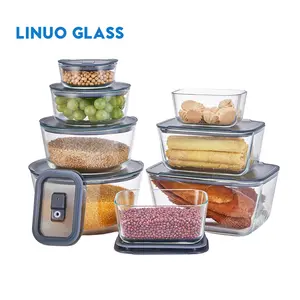 Kiler için linwholesale toptan hava geçirmez yemek kabı borosilikat cam kavanoz kapaklı konteynerler