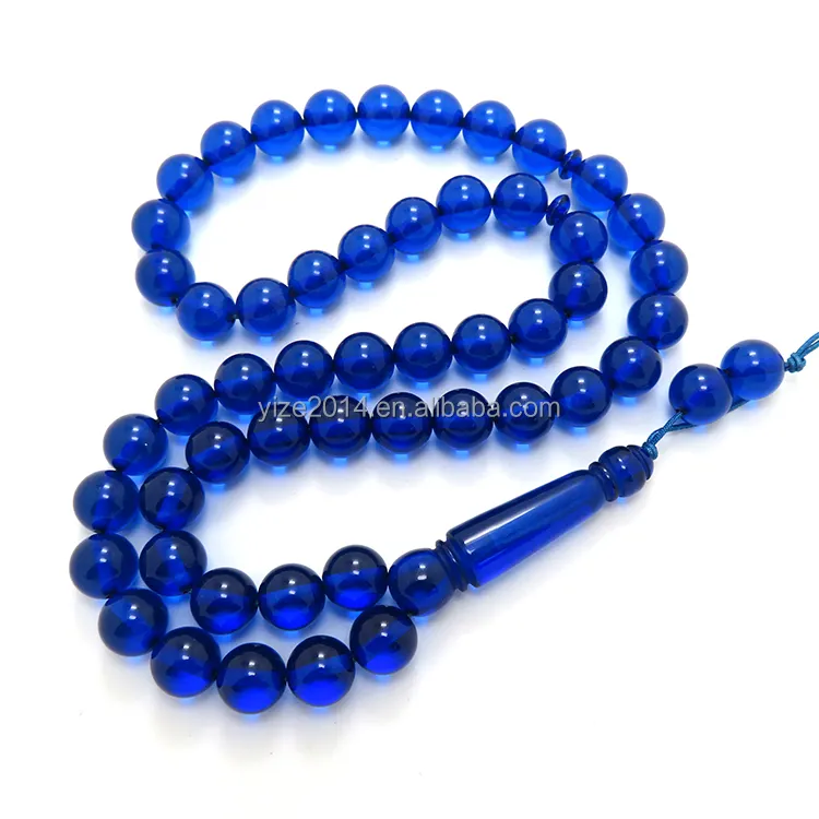 Round 10mm 51 Beads Blue Color Islamic Prayer Misbaha Tesbih Muslim Prayer Beads Jewelry Making Epoxy Resin Epoxy Rosary