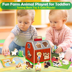 2024 nouveau jeu d'animaux de ferme amusant en bois tri grange mignon puzzle cube jouets pour les tout-petits