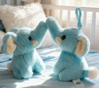 Porte-clés éléphant bleu en peluche, petite taille, jouet amusant pour machine à griffes, jouet en peluche pas cher