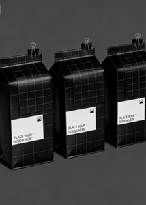 Sac en papier kraft noir à fond plat, imprimé sur mesure pour café en grains - Product Image 5