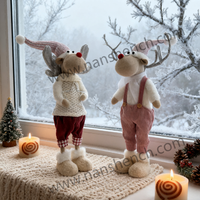 Transfrontalier nouveau noël mignon renne rose salopette décor à la maison canapé ornement usine en gros forme de poupée