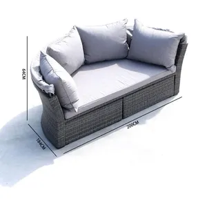 Cama redonda uland com sofá redondo, cama redonda e confortável para áreas externas