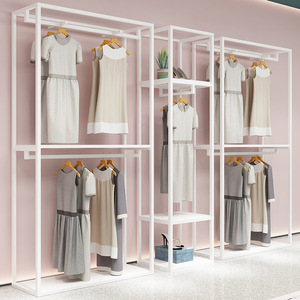 Tùy chỉnh hiện đại màu trắng cao Tủ tường-to-floor <span class=keywords><strong>double</strong></span>-layer Side treo hiển thị Kệ thân thiện với môi cửa hàng quần áo hiển thị - Product Image 3
