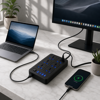 Multiprise en cuivre pur ABS 10A haute puissance, 6 prises, 3 ports USB-A, 1 port USB-C, câble de 2 m, normes européennes/britanniques