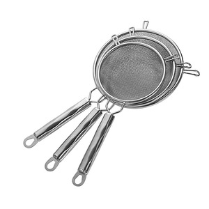 304 Stainless Steel Strainer Set Round <b>Fine</b> <b>Mesh</b> <b>Sieve</b> For Baby Food Flour Juice Filtering Multifunctional Kitchen Tool - Product Image 1