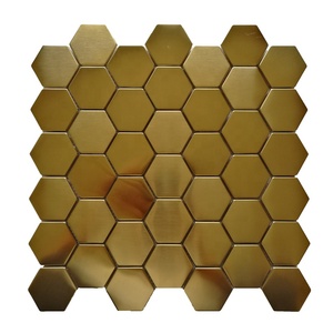 BOTON STONE Decoration esagono metallo inossidabile bronzo <span class=keywords><strong>rame</strong></span> acciaio irregolare mosaico piastrelle dorate - Product Image 3