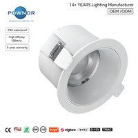 Downlight LED encastré IP65 100lm/W Haute Efficacité 10W-25W IRC>90 5CCT 2700K-6000K 55° Triac 0-10V DALI CE RoHS SAA Export