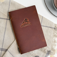 Sampul Buku Kulit Asli A4, Sarung Menu Kulit Cafe dengan Karet Elastis, Pelindung Buku Mewah untuk Restoran, Server, dan Nota Tamu