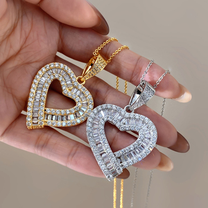 Collar con Colgante de Corazón Chapado en Oro de 18K para Mujer, Juego de Joyería con Cristales de Zirconia, Estilo Romántico, Regalo - Product Image 5