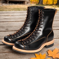 Bottes robustes de style Monkey en cuir véritable avec coutures Goodyear-Welted, bout mocassins, pour hommes