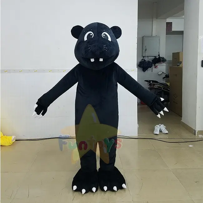 Funtoys 실물 같은 성인 크기 만화 괴물 검은 곰 봉제 코스프레 의상 맞춤형 곰 인형 동물 마스코트 의상