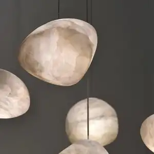 Post Modern Luxury Living Room Natural Marble Pendant Light Creative Home Decor Chandeliers For Villa Restaurant