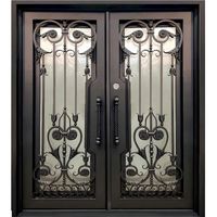 Porte d'entrée en fer forgé à isolation thermique et insonorisée, résistante au feu, décorative, pour l'extérieur de la maison