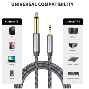 Cable de Audio Estéreo TRS de 3.5mm a 6.35mm (1/4 a 1/8) Macho a Macho de 1M, 2M, 3M, 4.6M, 7.6M para Guitarra, Altavoz, Teléfono Móvil y Amplificador - Product Image 6