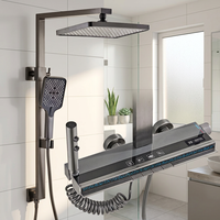 Ensemble de douche intelligent électrique en acier inoxydable chaud/froid pour salles de bain d'hôtel avec mitigeur monocommande et jet pluie à pause