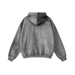 Fashion Casual Drop Shoulder Heavyweight Zipper Men's <b>Hoodies</b> Coat Customized Logo Tie Dye Distress Gradient Color Mens <b>Hoodies</b> - Product Image 3