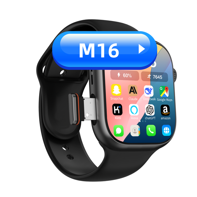 2026 New M16 4G Video Call Smart Watch, IP68 Waterproof Fitness Tracker with Heart Rate Monitor & Social Apps