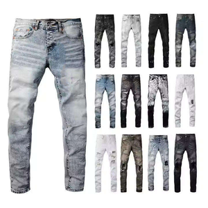 Jeans de Mezclilla Elásticos Casuales de Cintura Media, Lavado Claro, Diseño de Alta Calidad, Rotos, Estilo Urbano para Hombre - Product Image 1