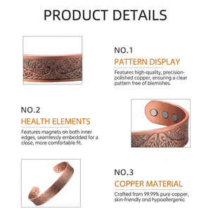 Brazalete Magnético Ajustable <span class=keywords><strong>de</strong></span> Cobre Puro 99.99% con Diseño Árbol <span class=keywords><strong>de</strong></span> <span class=keywords><strong>la</strong></span> <span class=keywords><strong>Vida</strong></span>, 6/9/18/27 Imanes Integrados, Brazalete Antiguo Amigable con <span class=keywords><strong>la</strong></span> Piel - Product Image 4