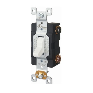 20A 120V-277V Interruptor de luz de palanca de doble Polo Interruptor de pared con cable lateral Solo color blanco/negro - Product Image 4