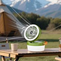 Ventilateur de camping solaire moderne avec moteur DC, télécommande, LED, construction en métal et ABS, intensité réglable, 3 vitesses, pales de 32 pouces, silencieux (29 dB)