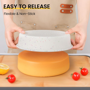 MUYULINS Factory Round LFGB Non-Stick BPA Free Metal Reinforced Frame Toast Brownie <b>Silicone</b> Bread Cake Pan <b>Baking</b> Mold - Product Image 4