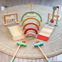 Ensemble de jeu de mini-golf personnalisé à faire soi-même et cadeau, jeu d'entraînement à l'équilibre intérieur/extérieur, jouet de golf en bois pour enfants de 5 à 7 ans