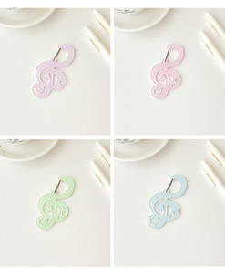 Spot Cute Acrylic Music <b>Note</b> Keychain Pink Green Blue Pastel Color Irregular Shape Plastic Souvenir Decorative Pendant - Product Image 2