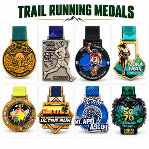 Médailles de course sur sentier personnalisées en alliage de zinc moulé sous pression, émaillées et imprimées UV, souvenirs de course de montagne du <span class=keywords><strong>Portugal</strong></span> - Product Image 2