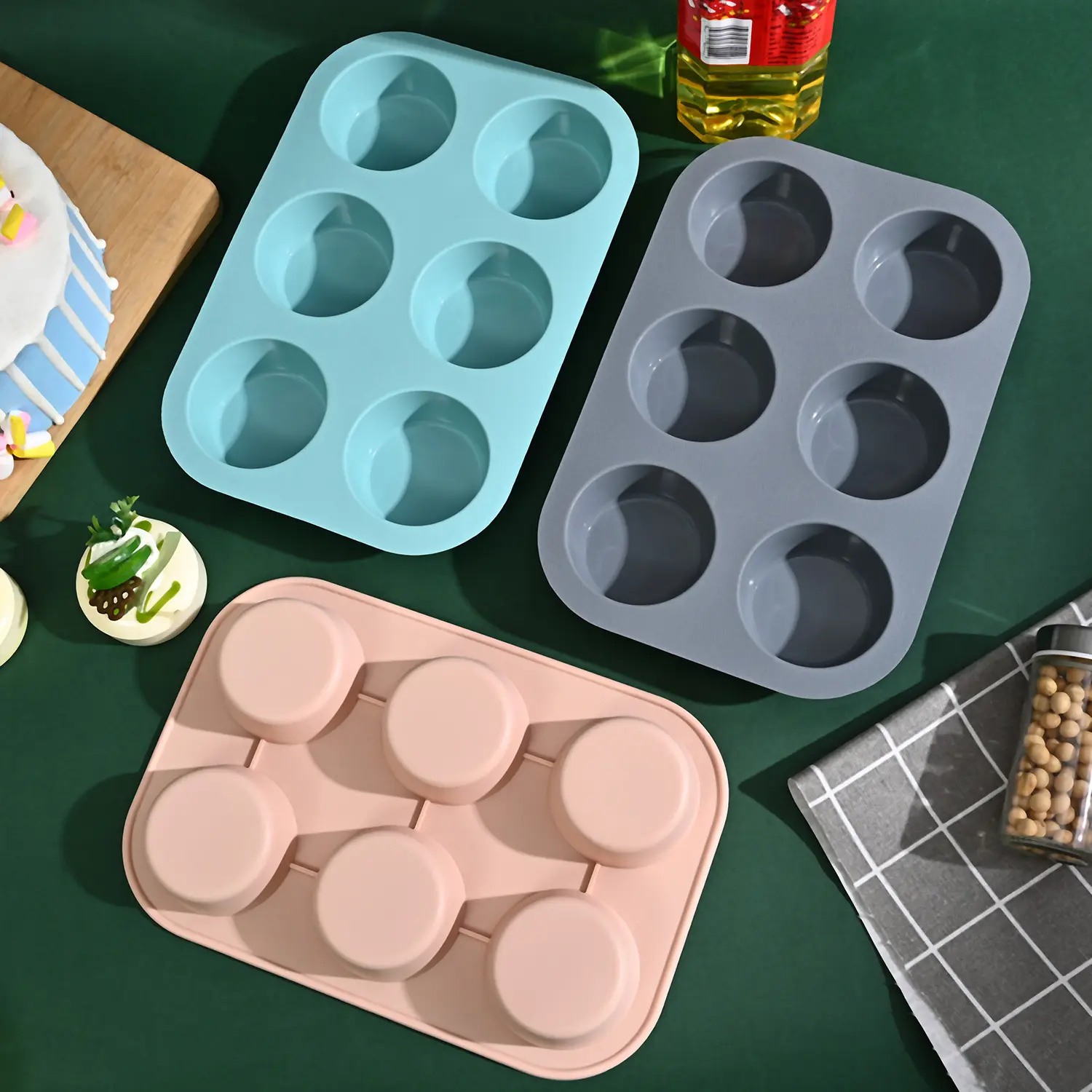 Strumenti di cottura da cucina fatti a mano a 6 cavità personalizzati stampo per sapone in Silicone antiaderente stampo per budino di torta in Silicone